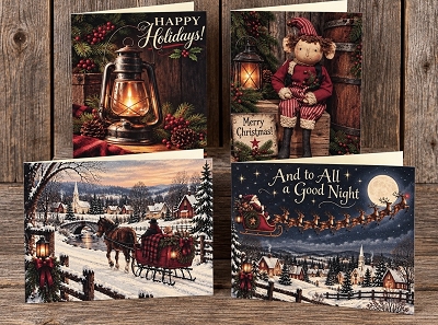 Holiday Christmas Elf Handmade Set of 8 Greeting Christmas Cards & Envelopes Blank Inside